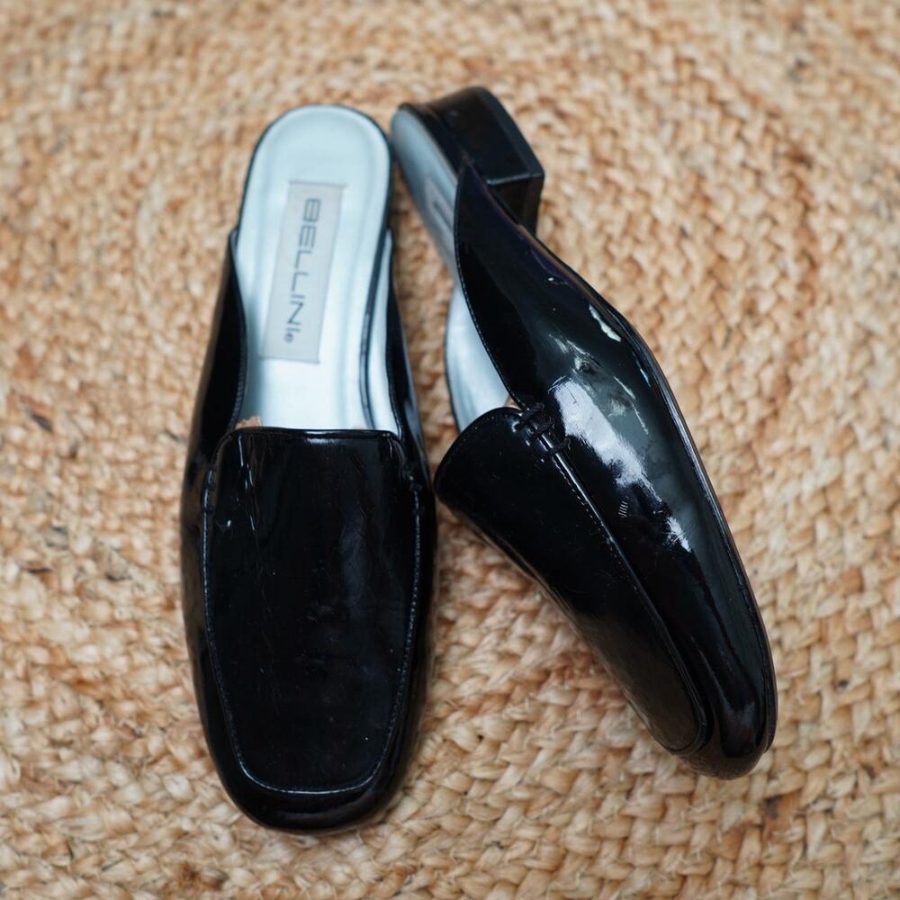 Bellini Patent Mule Loafers Black Size 8M